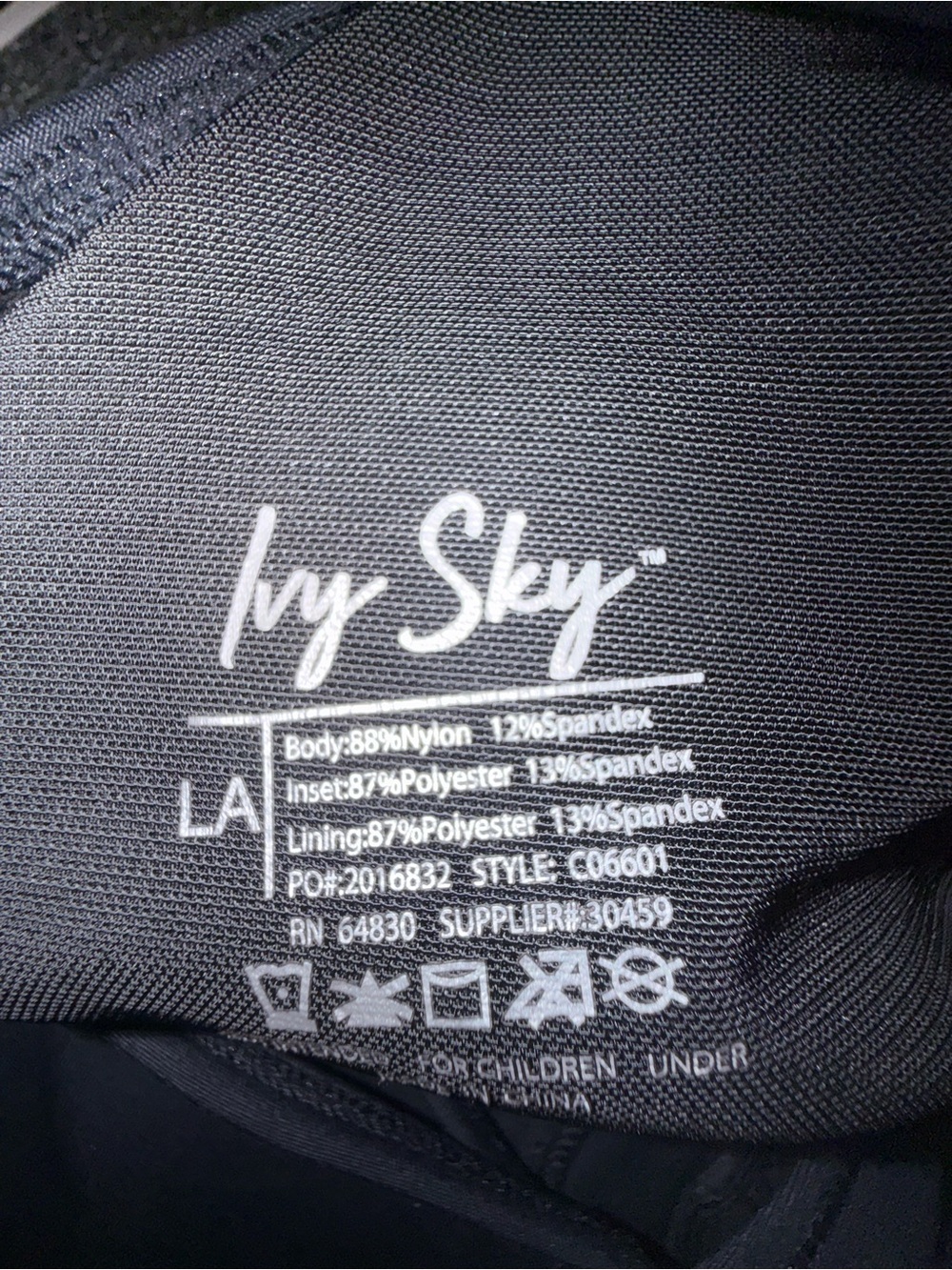 Ivy Sky Black Dance Leotard Size Adult Large - Picture 3 of 9